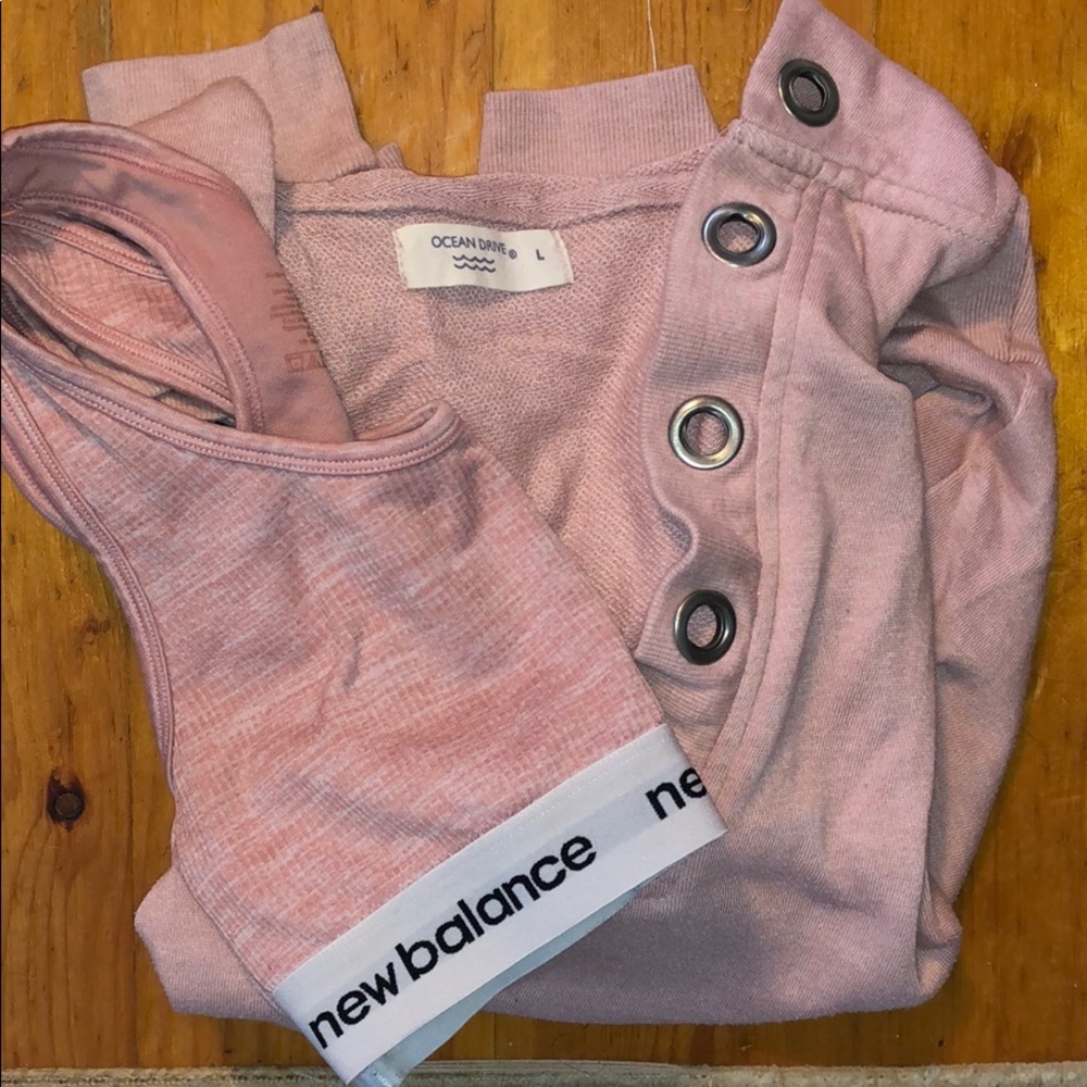Ocean Drive Pink V-Neck Hoodie & Med NB Sports Bra